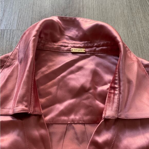 cult gaia yoona chain link gold hardware satin long sleeve blouse top medium - Picture 5 of 11